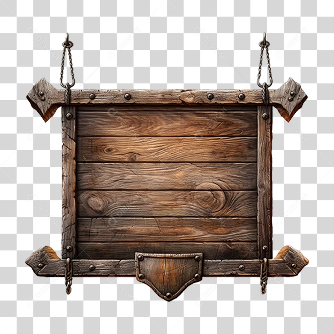 Placa de Madeira Medieval PNG Transparente