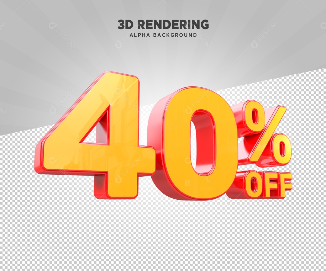 40% de Desconto no OFF Elemento 3D Laranja para Composição PSD