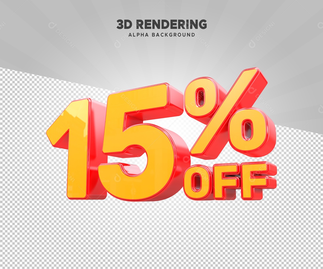 15% de Desconto no OFF Elemento 3D Laranja para Composição PSD