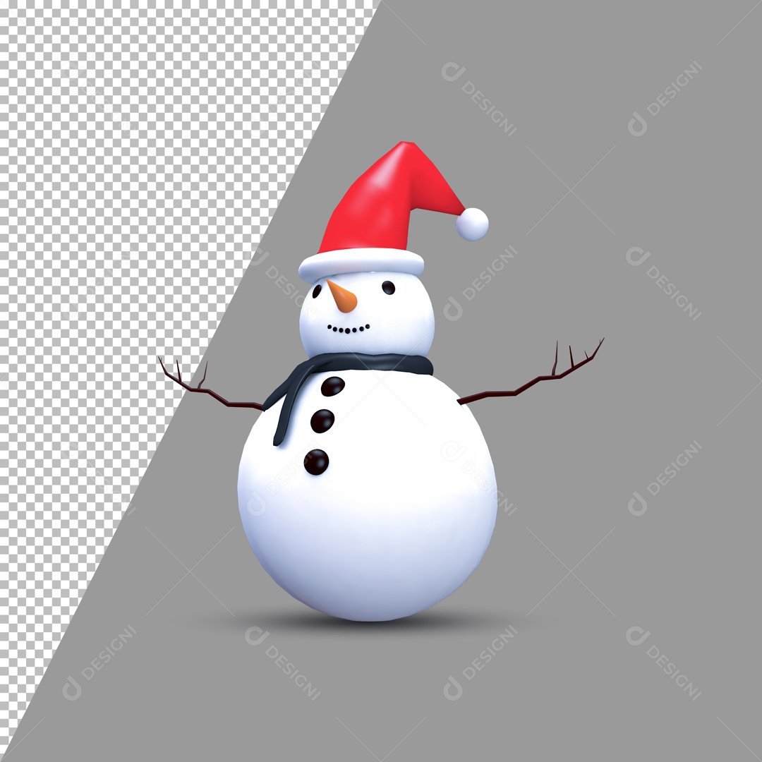 Boneco de Neve Elemento 3D de Natal para Composição PSD
