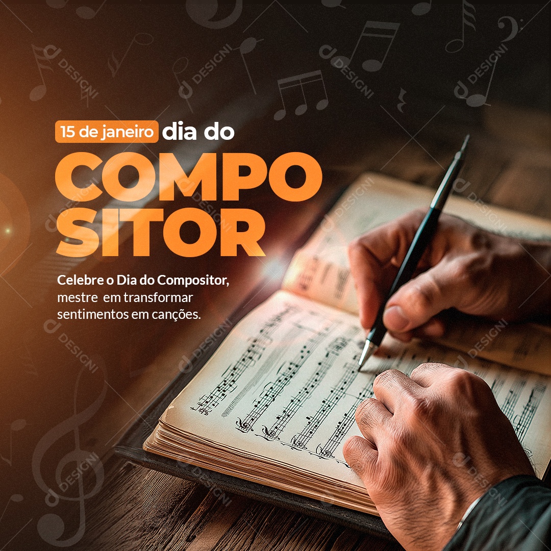Dia Do Compositor 15 de Janeiro Social Media PSD Editável