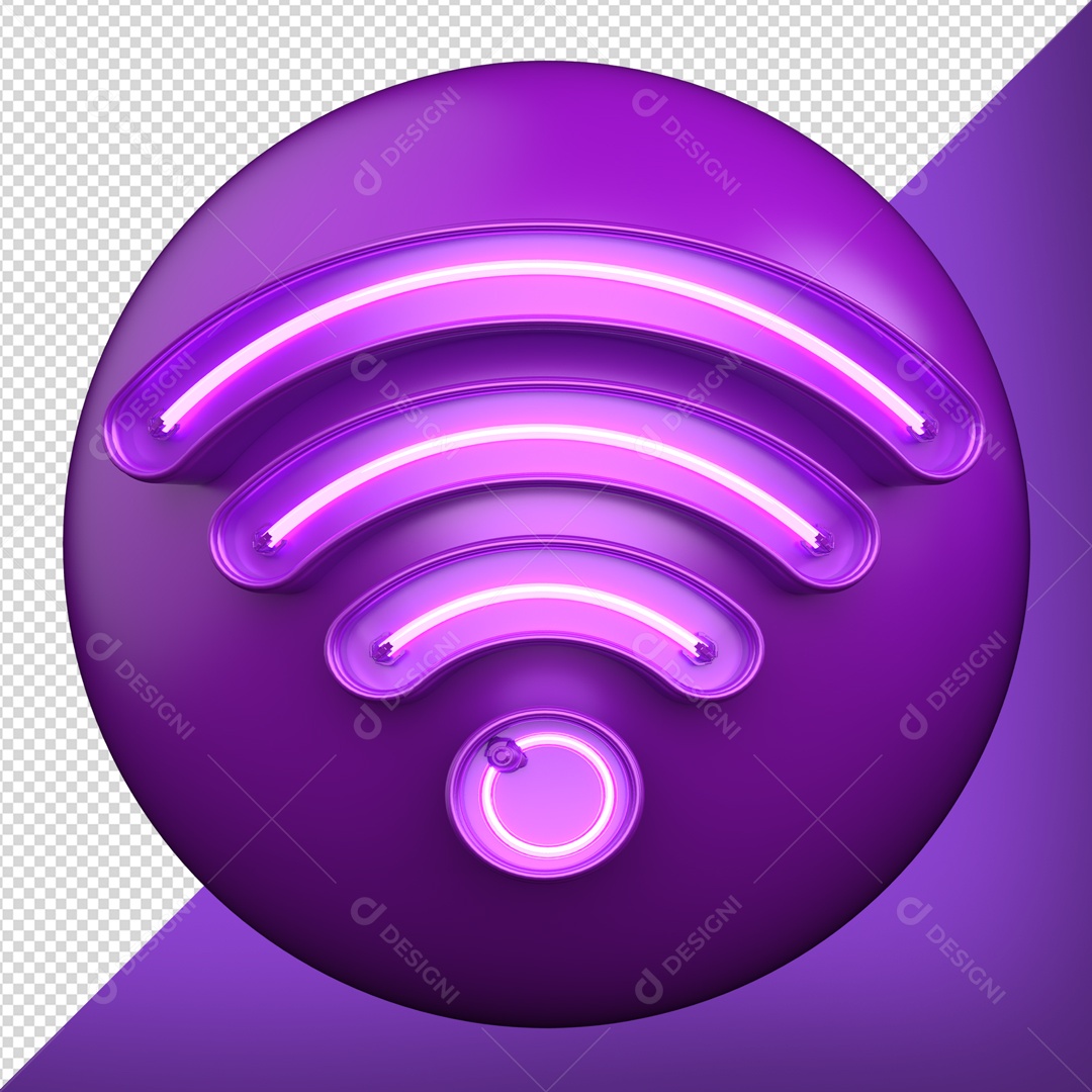 Esfera Roxa de Wifi Elemento 3D para Composição PSD