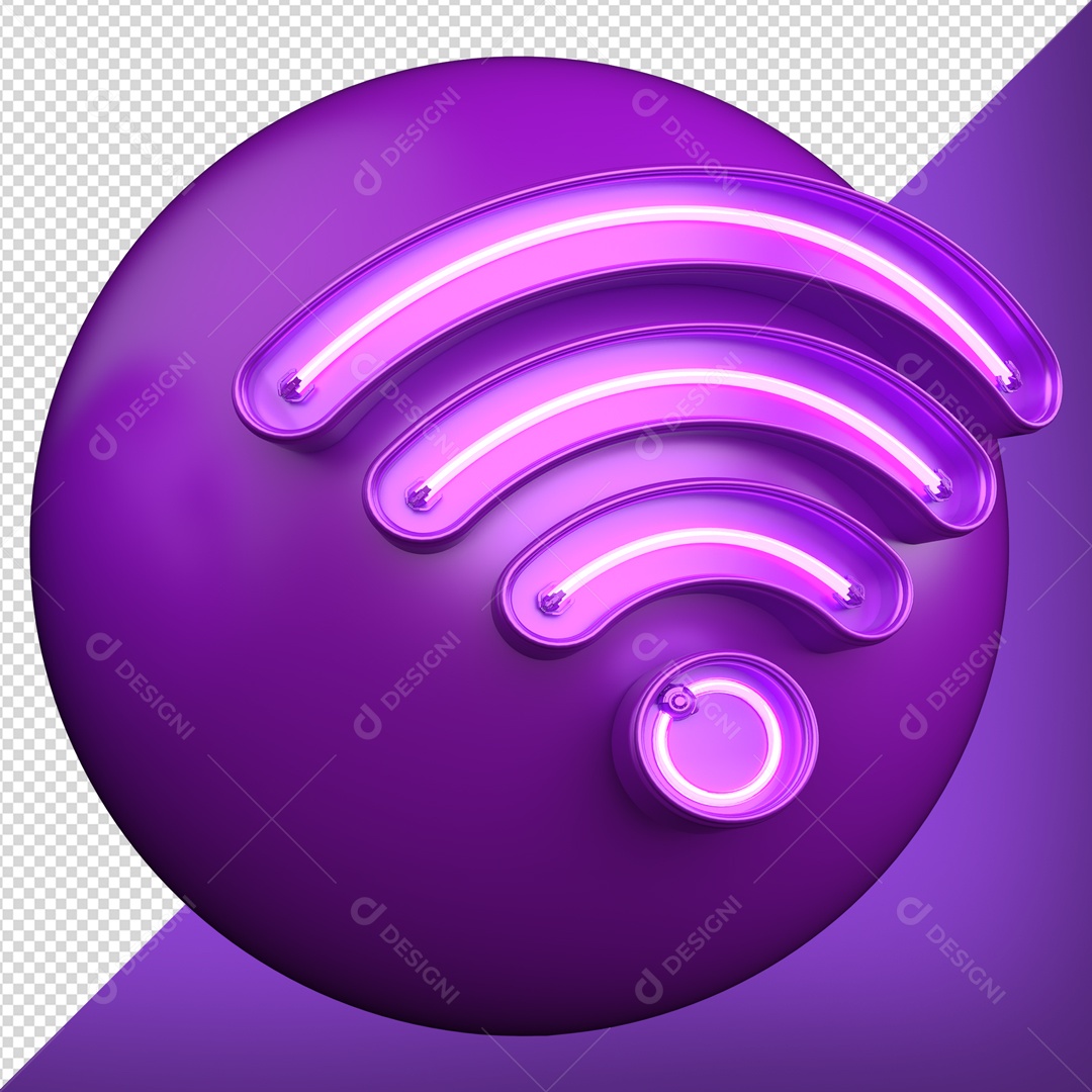 Esfera Roxa de Wifi Elemento 3D para Composição PSD
