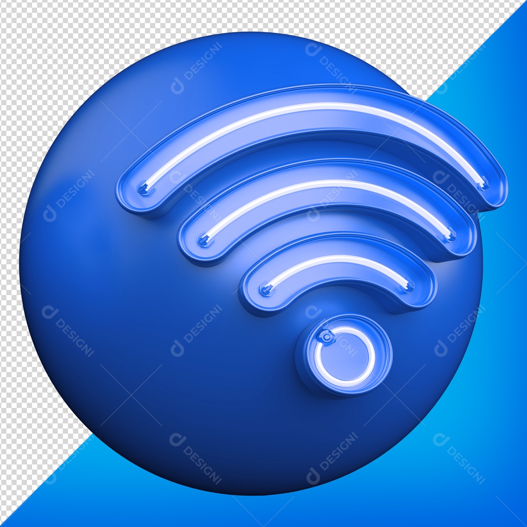 Esfera Azul de Wifi Elemento 3D para Composição PSD