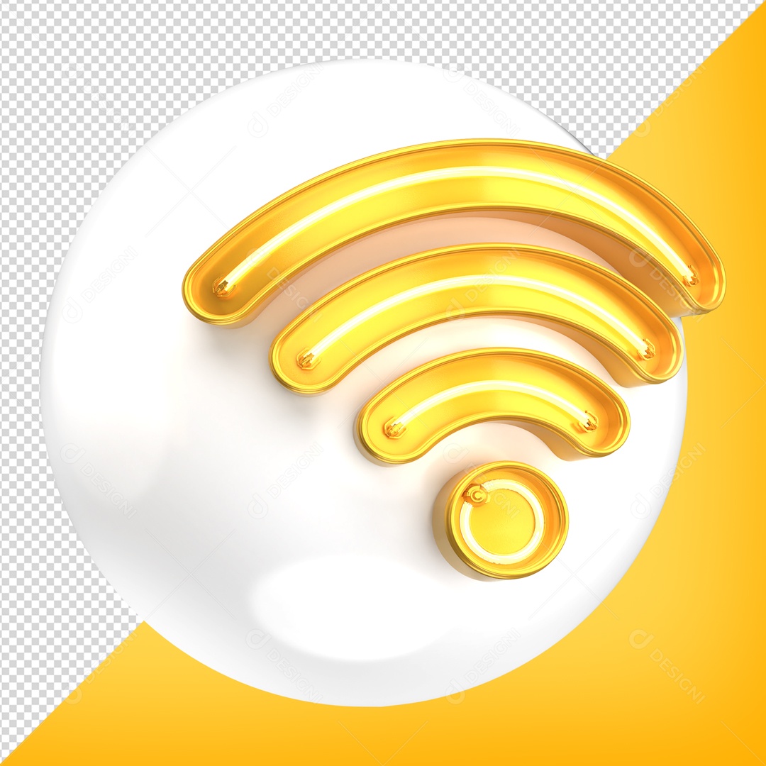 Esfera Amarela de Wifi Elemento 3D para Composição PSD