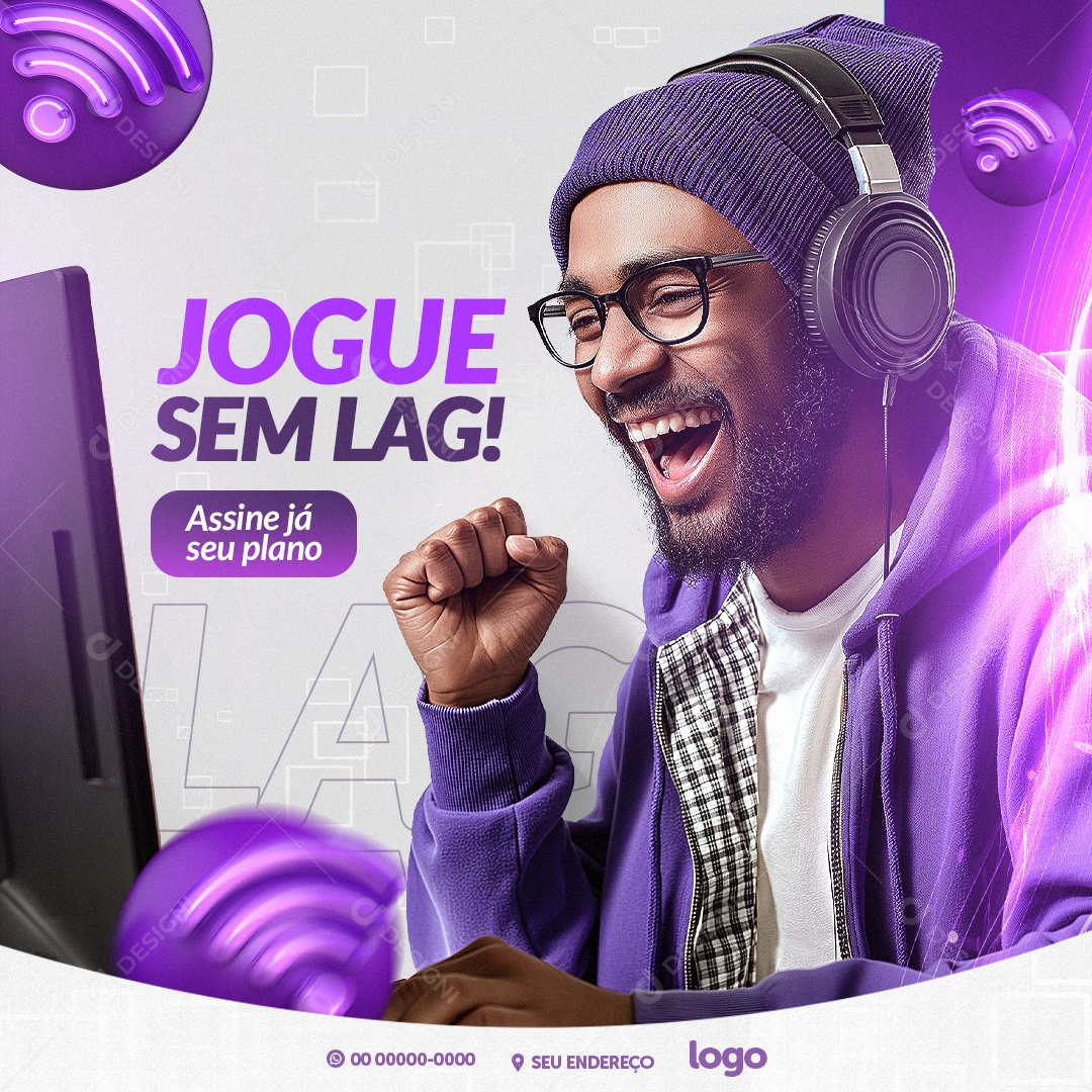Provedor De Internet Jogue Sem Lag Assine já seu plano Social Media PSD Editável