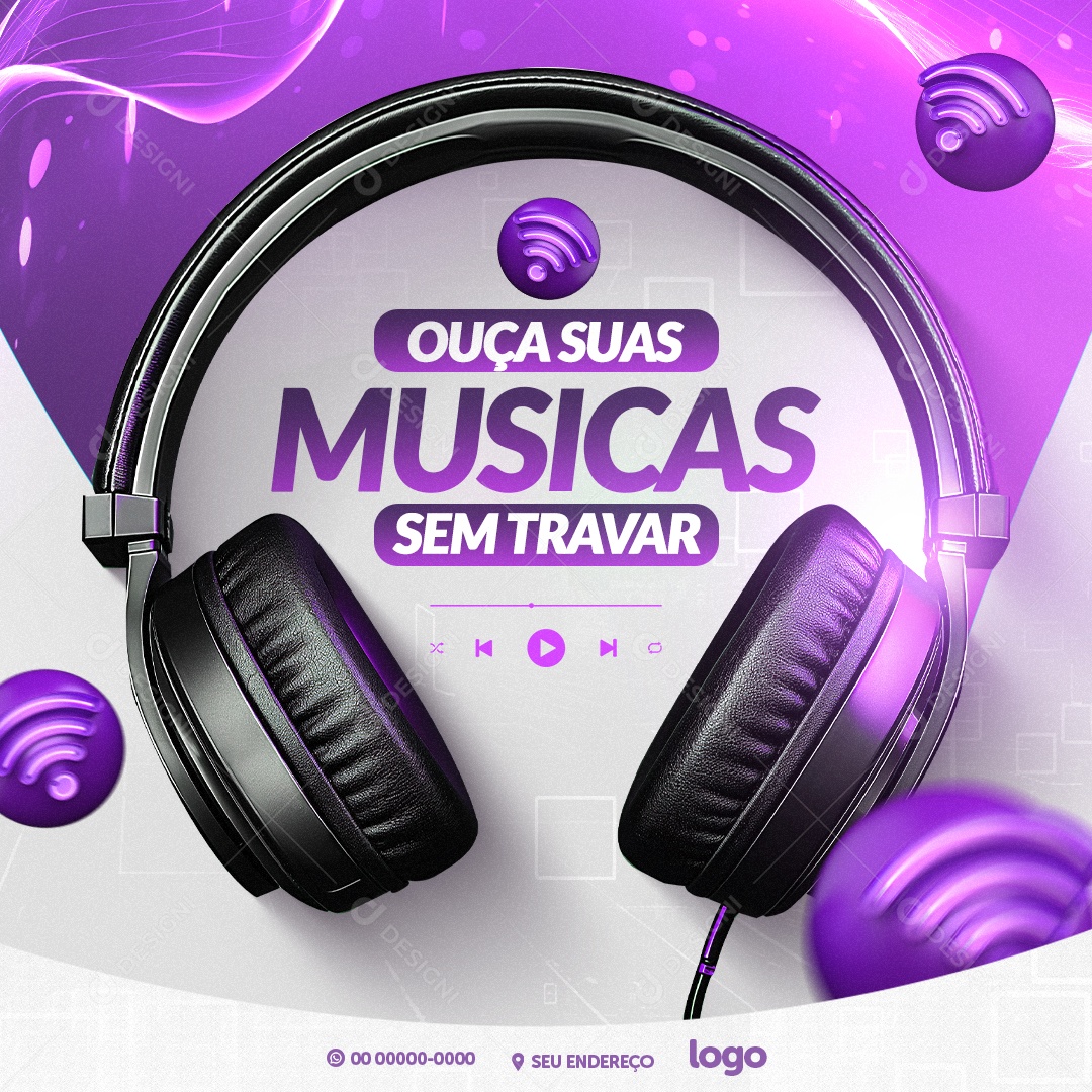 Provedor De Internet Ouças suas Musicas Sem Travar Social Media PSD Editável