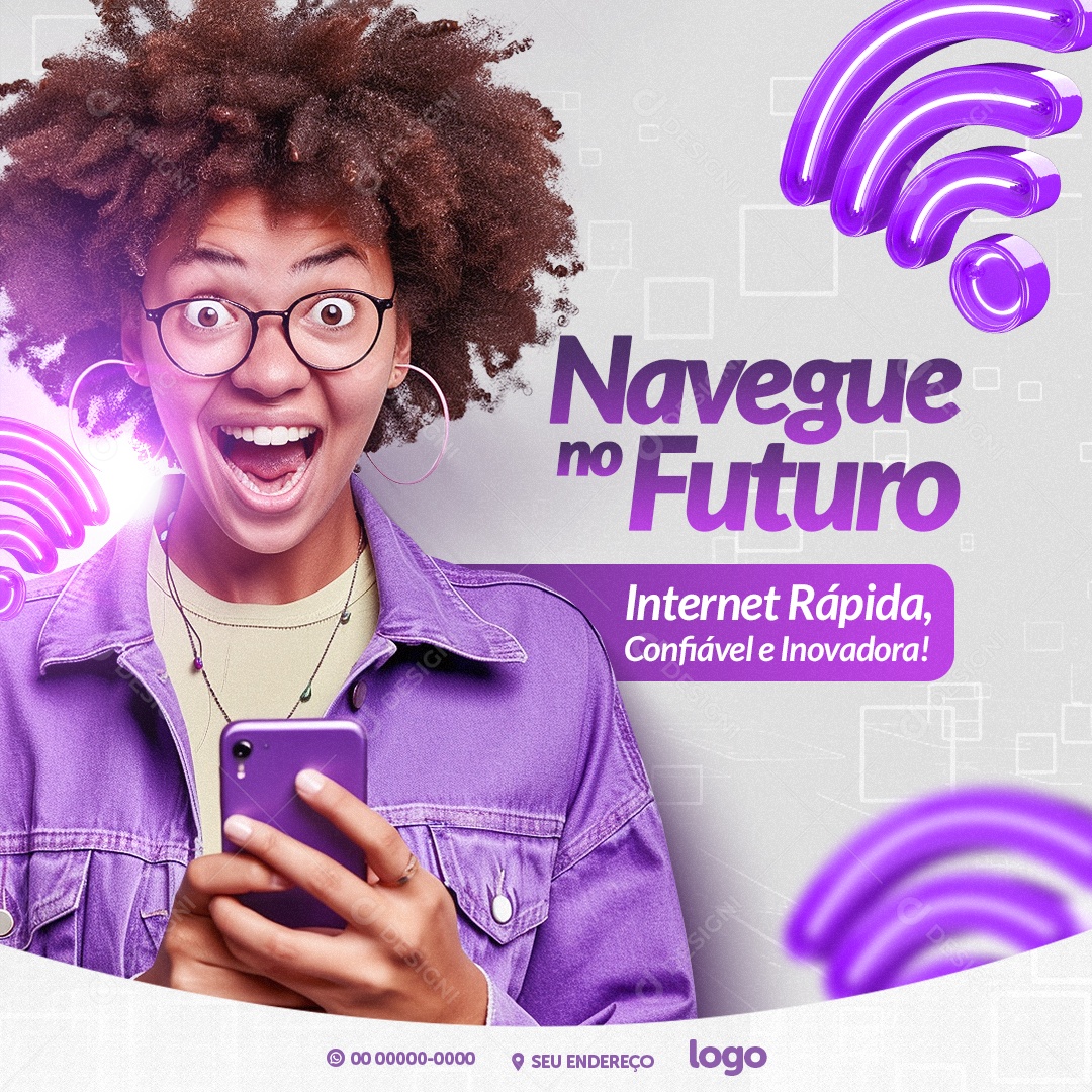 Provedor De Internet Navegue no Futuro Internet Rápido Confiável e Inovador Social Media PSD Editável