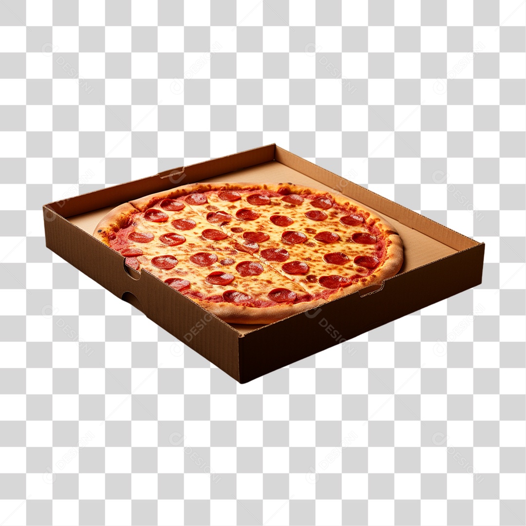 Caixa com Pizza PNG Transparente