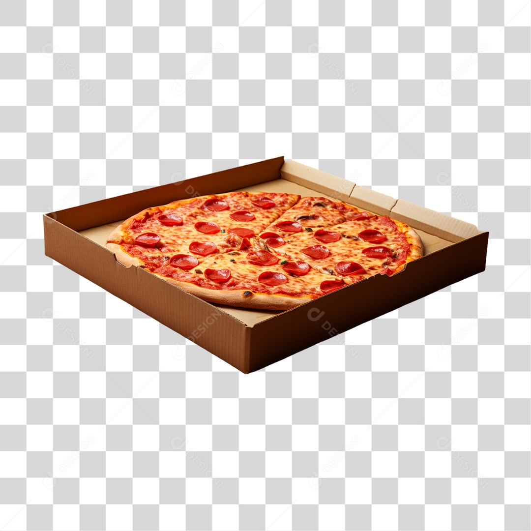 Caixa com Pizza PNG Transparente