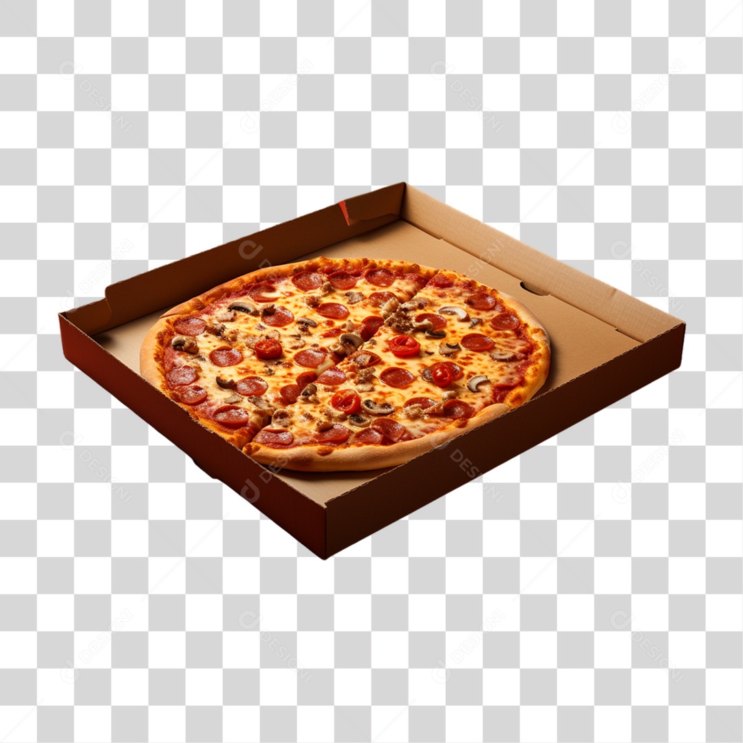 Caixa com Pizza PNG Transparente