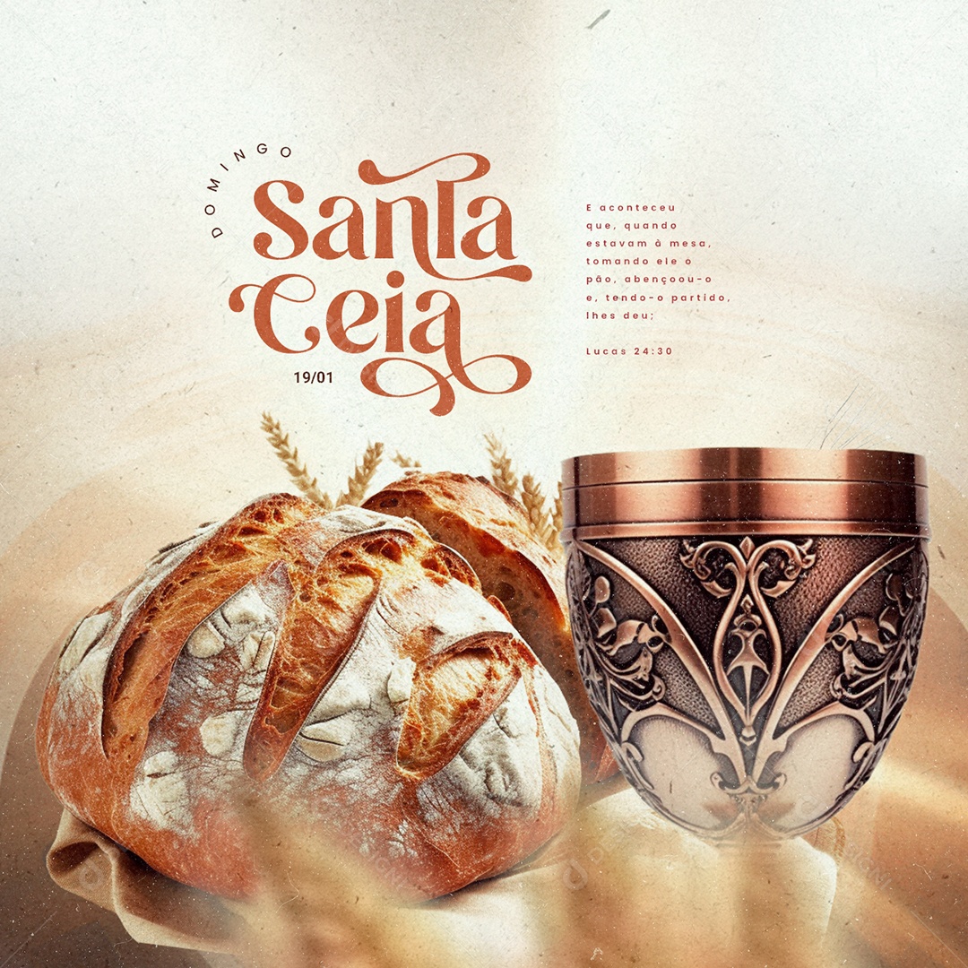 Gospel Santa Ceia Igreja tomando ele o pão abençoou o Social Media PSD Editável