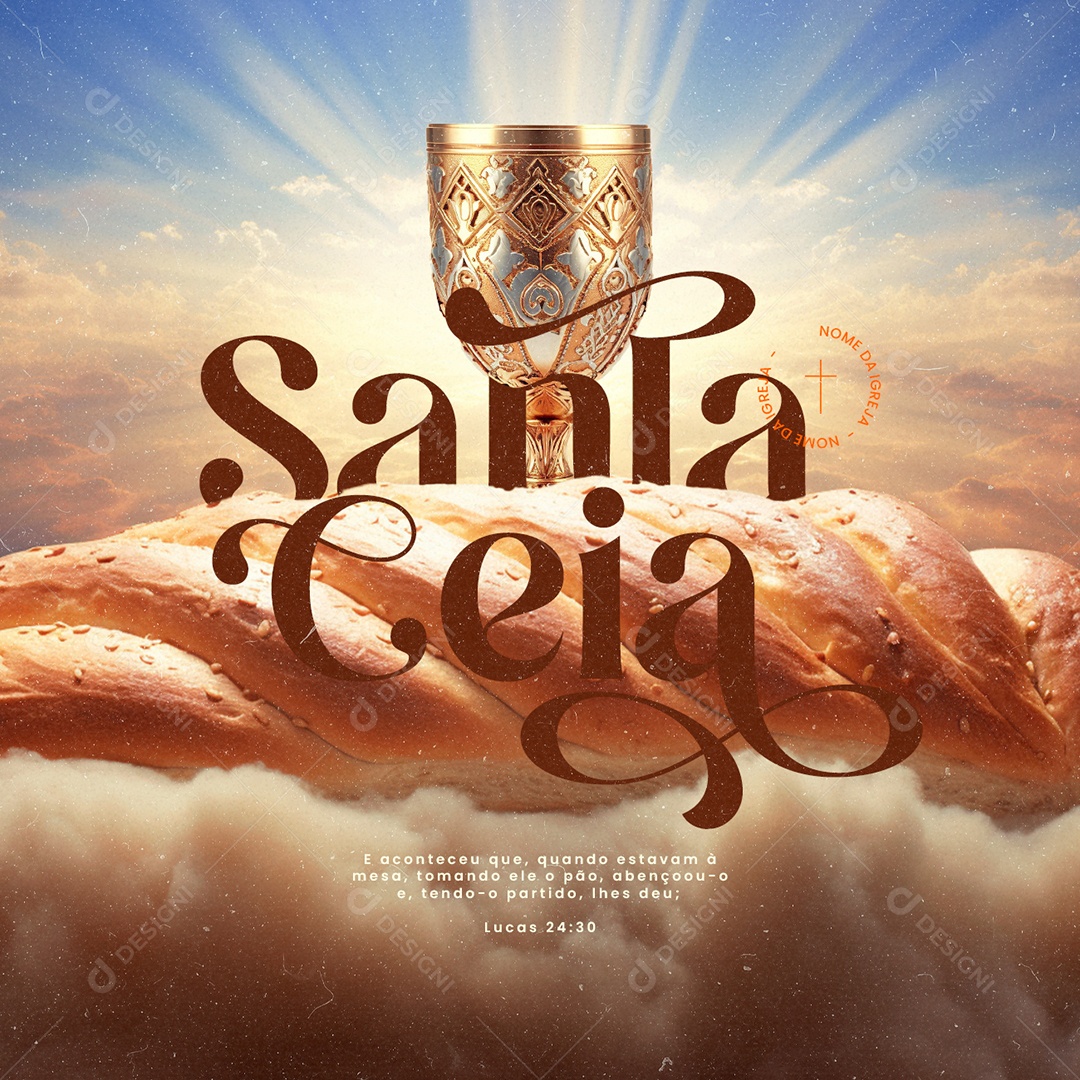 Gospel Santa Ceia tomando ele o pão abençoou o Social Media PSD Editável