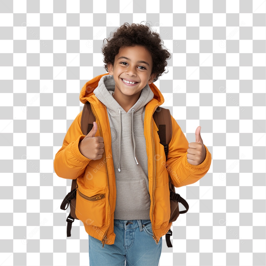 Criança com Bolsa Para Volta ás Aulas PNG Transparente