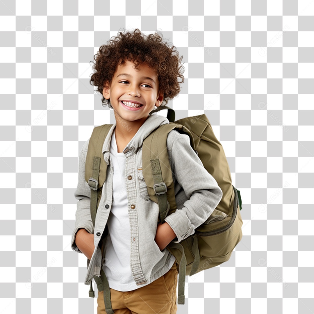 Criança com Bolsa Para Volta ás Aulas PNG Transparente