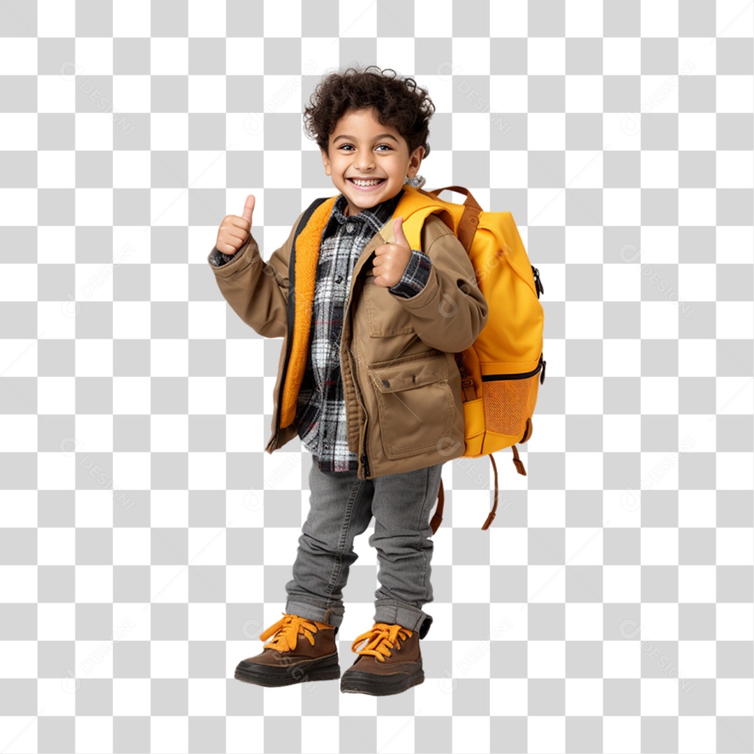 Criança com Bolsa Para Volta ás Aulas PNG Transparente