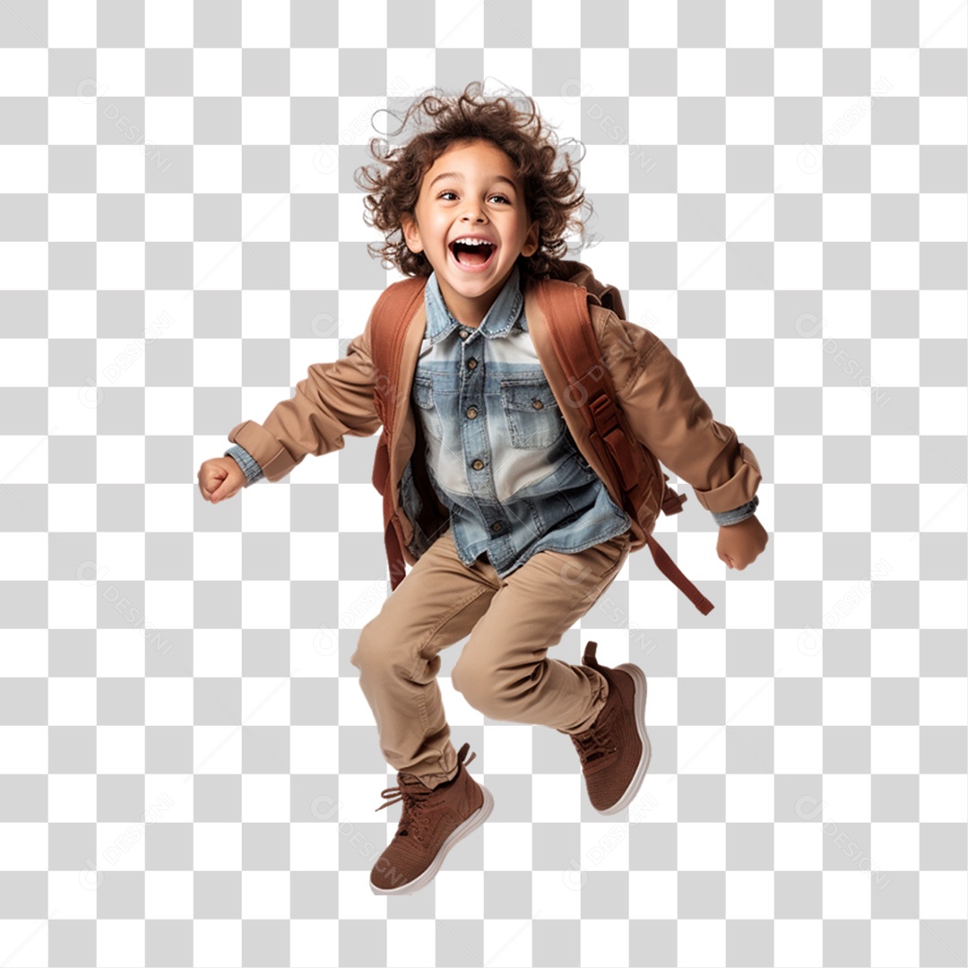 Criança com Bolsa Para Volta ás Aulas PNG Transparente