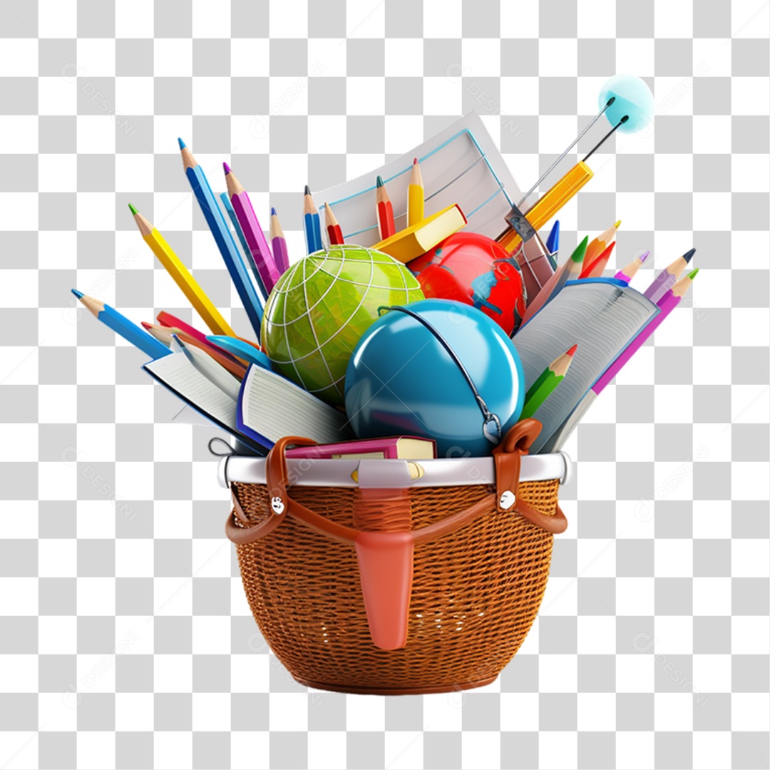 Materiais Escolares Volta ás Aulas PNG Transparente