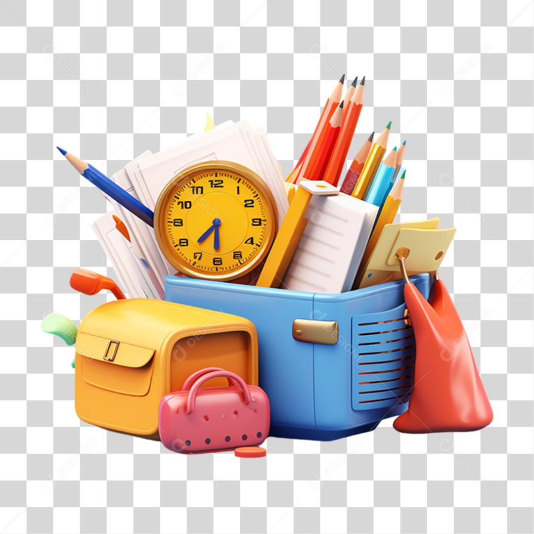Materiais Escolares Volta ás Aulas PNG Transparente