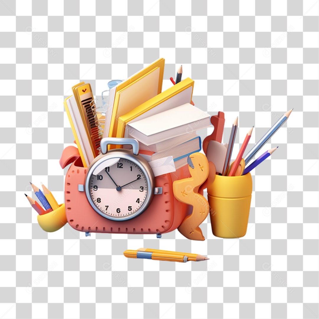 Materiais Escolares Volta ás Aulas PNG Transparente