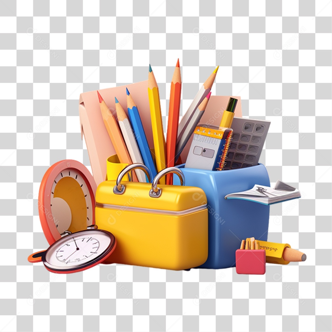 Materiais Escolares Volta ás Aulas PNG Transparente