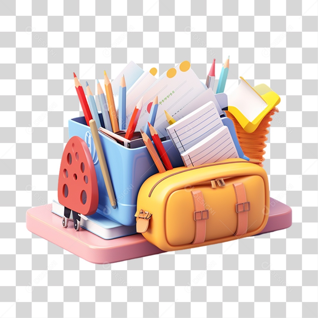 Materiais Escolares Volta ás Aulas PNG Transparente