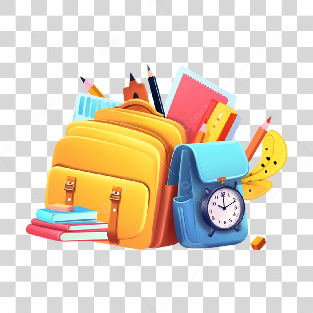 Materiais Escolares Volta ás Aulas PNG Transparente