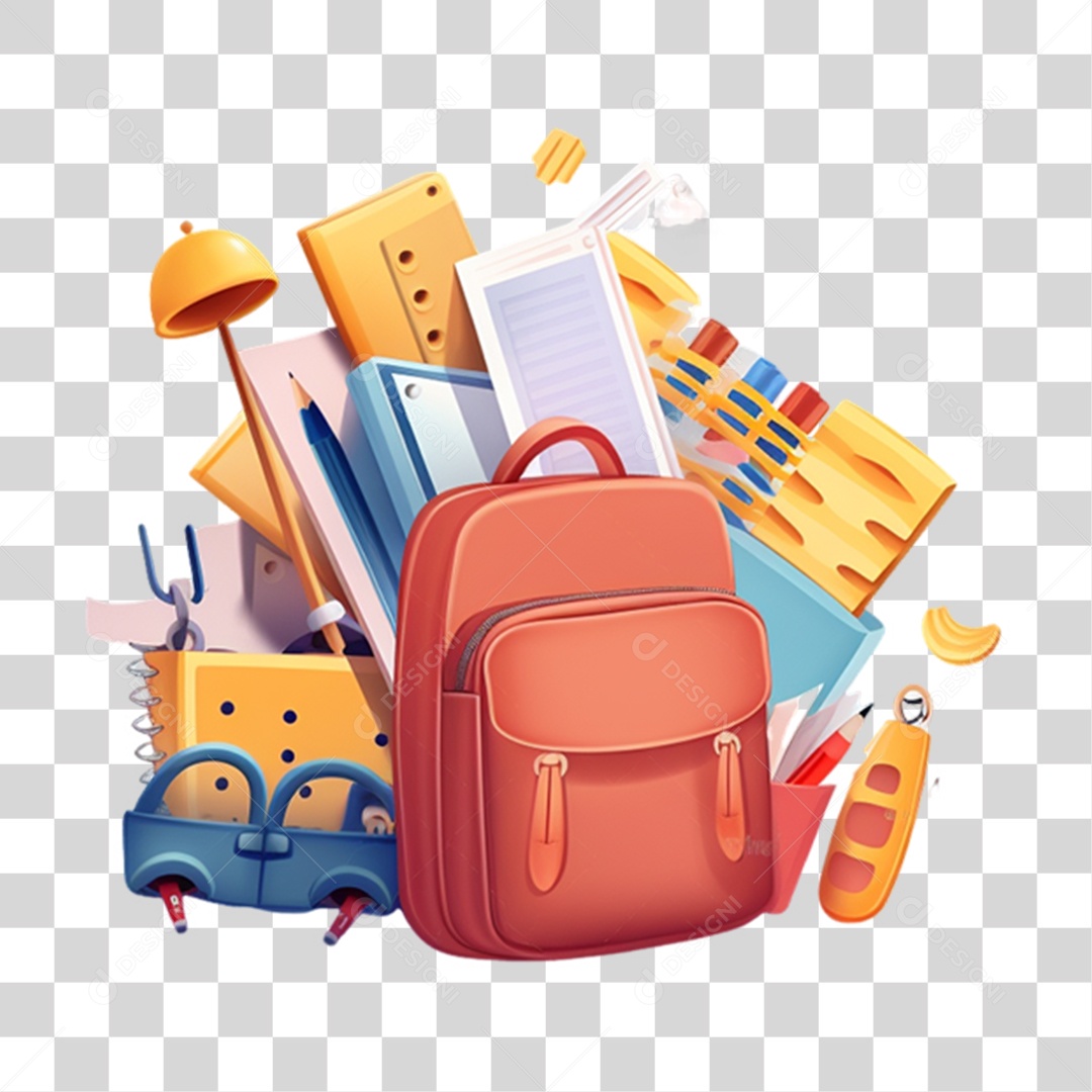 Materiais Escolares Volta ás Aulas PNG Transparente