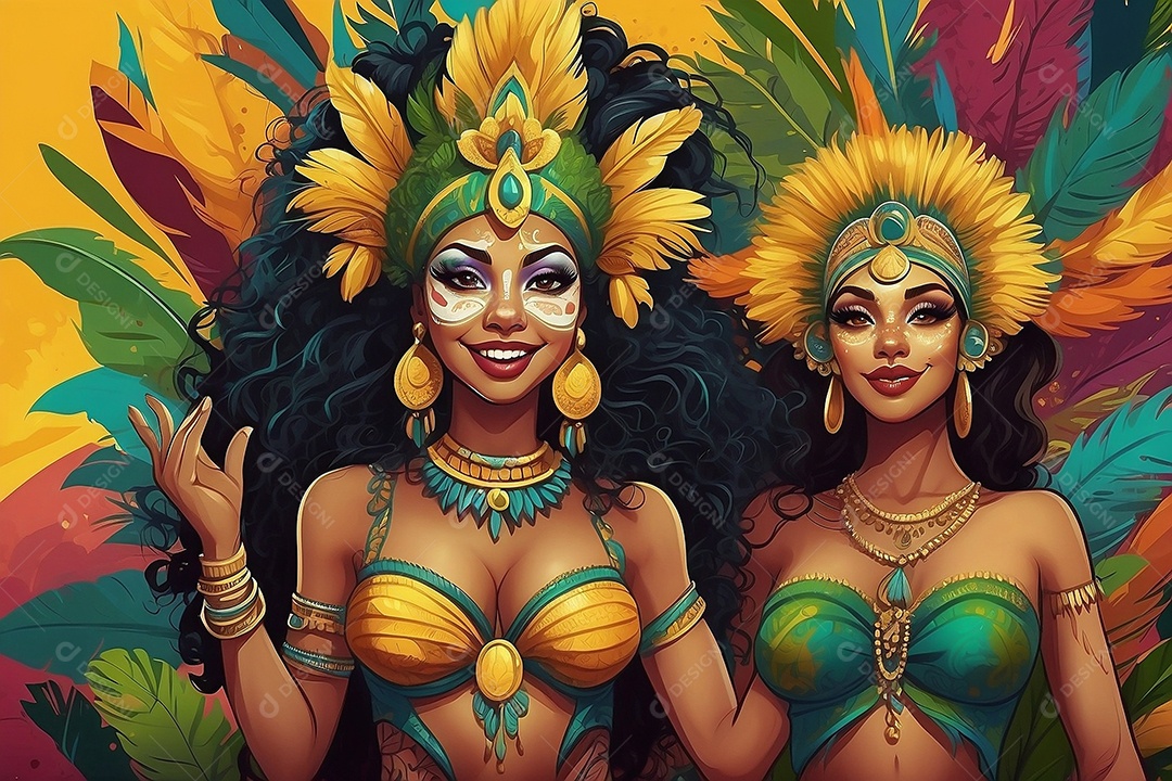 Imagem de mulheres com fantasia de carnaval