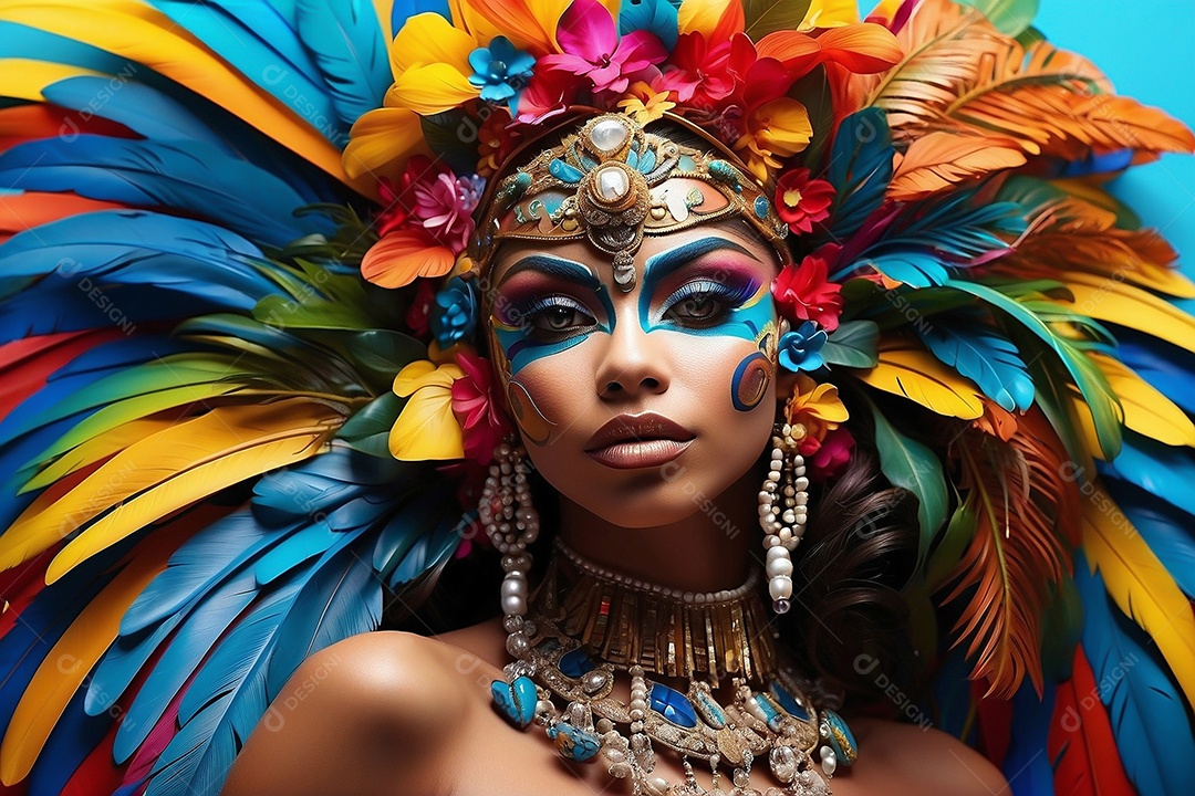 Imagem de uma mulher com fantasia de carnaval