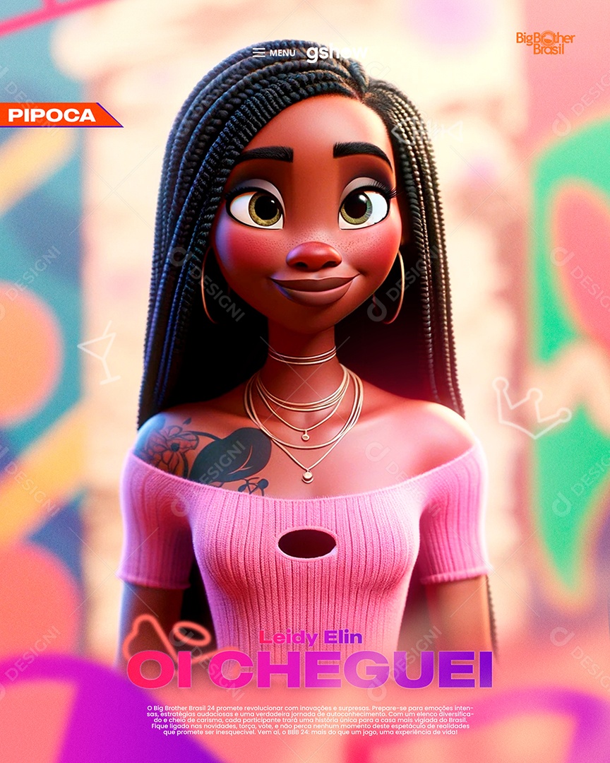 Social Media Story Leidy Elin Oi Cheguei Big Brother Brasil PSD Editável