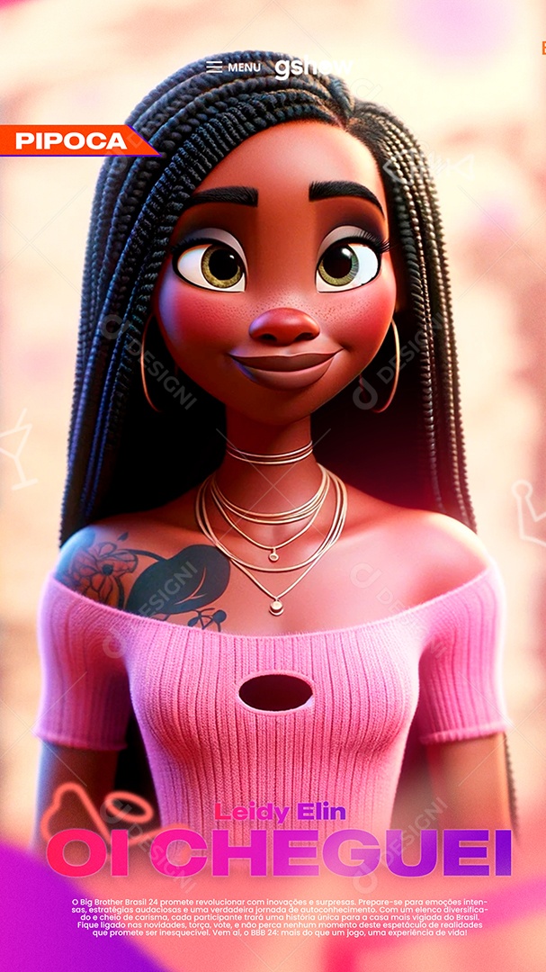 Social Media Story Leidy Elin Oi Cheguei Big Brother Brasil PSD Editável