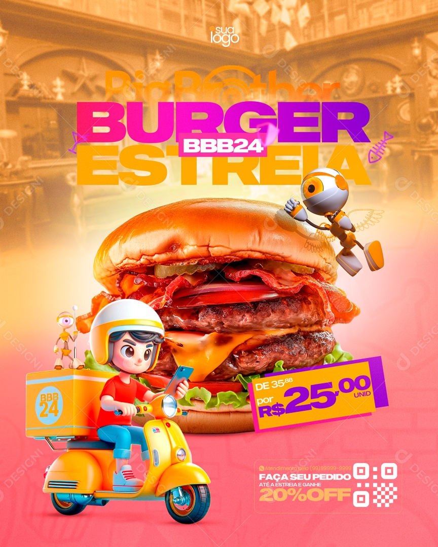 Social Media Story Hamburgueria Big Brother Brasil PSD Editável