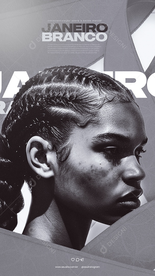 Social Media Story Janeiro Branco Saúde Mental PSD Editável