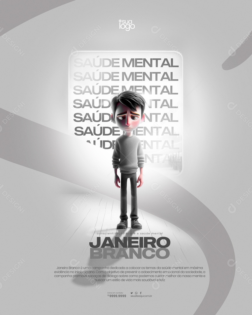 Social Media Story Janeiro Branco Saúde Mental PSD Editável