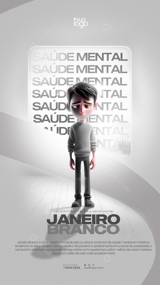 Story Saúde Mental Janeiro Branco Social Media PSD Editável