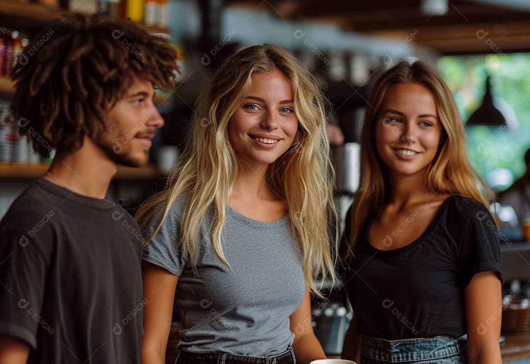 Grupo jovem e diversificado de pessoas tomando café e relaxando após o trabalho no escritório da empresa de marketing