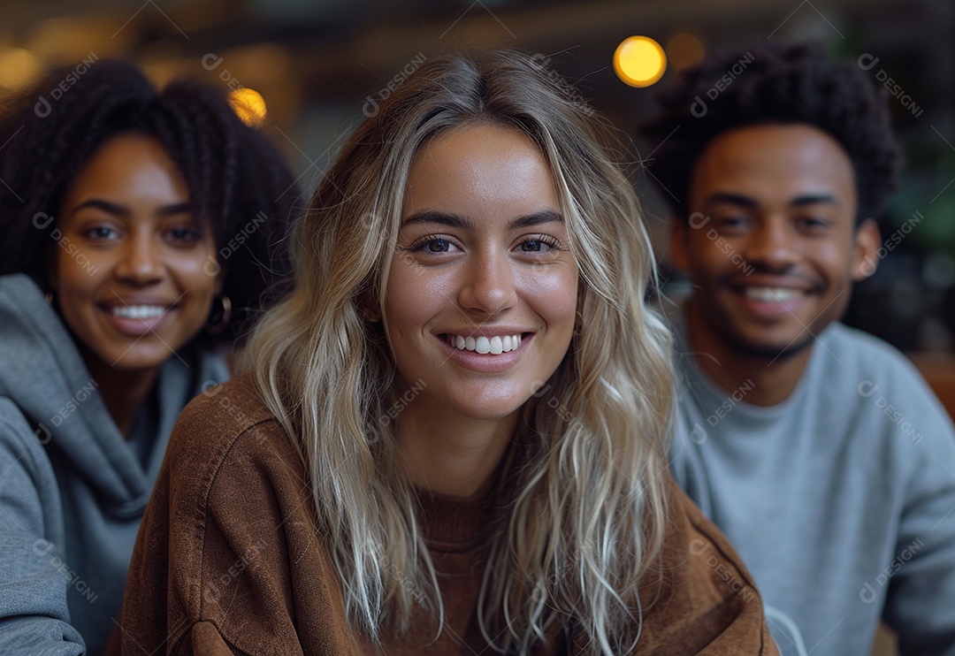 Grupo jovem e diversificado de pessoas tomando café e relaxando após o trabalho no escritório da empresa de marketing