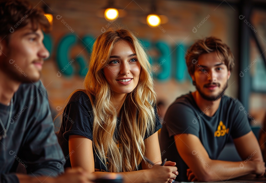 Grupo jovem e diversificado de pessoas tomando café e relaxando após o trabalho no escritório da empresa de marketing
