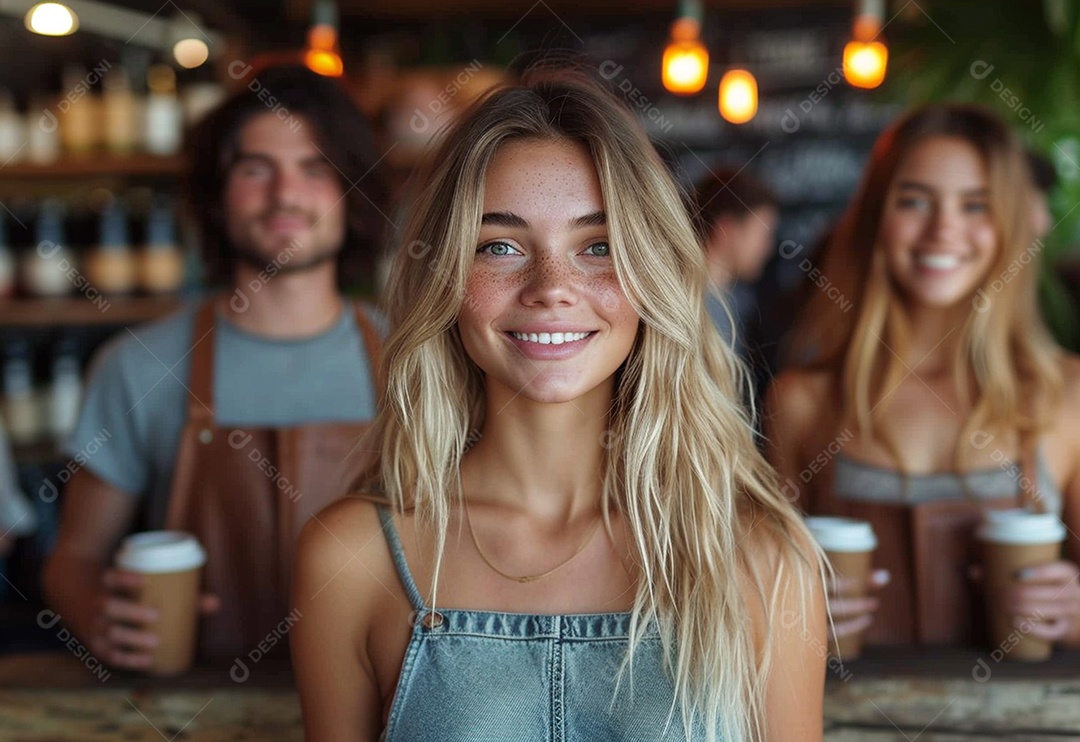 Grupo jovem e diversificado de pessoas tomando café e relaxando após o trabalho no escritório da empresa de marketing
