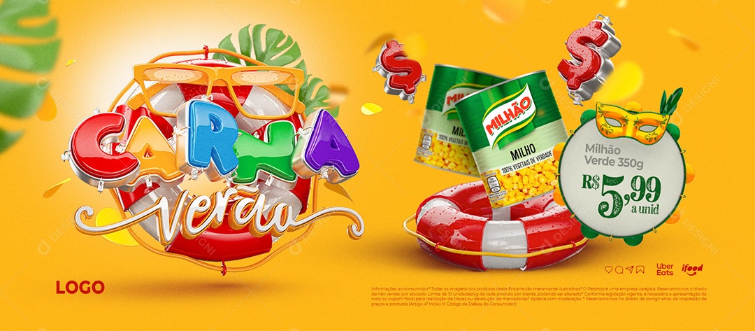 Banner Supermercado Carna Verão Milhão Verde Social Media PSD Editável