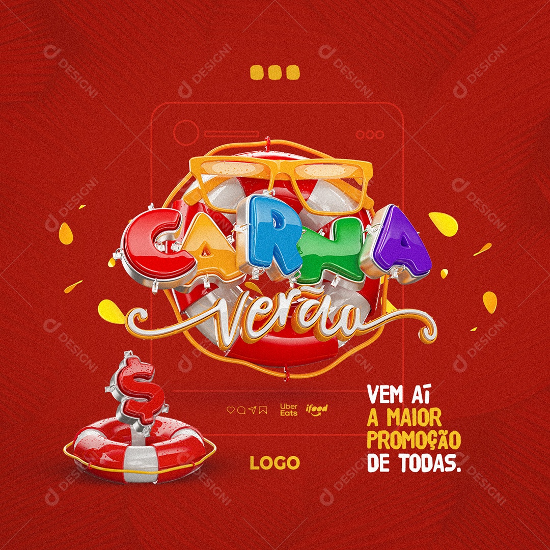 Supermercado Carna Verão Vem Aí a Maior Promoção de Todas Social Media PSD Editável