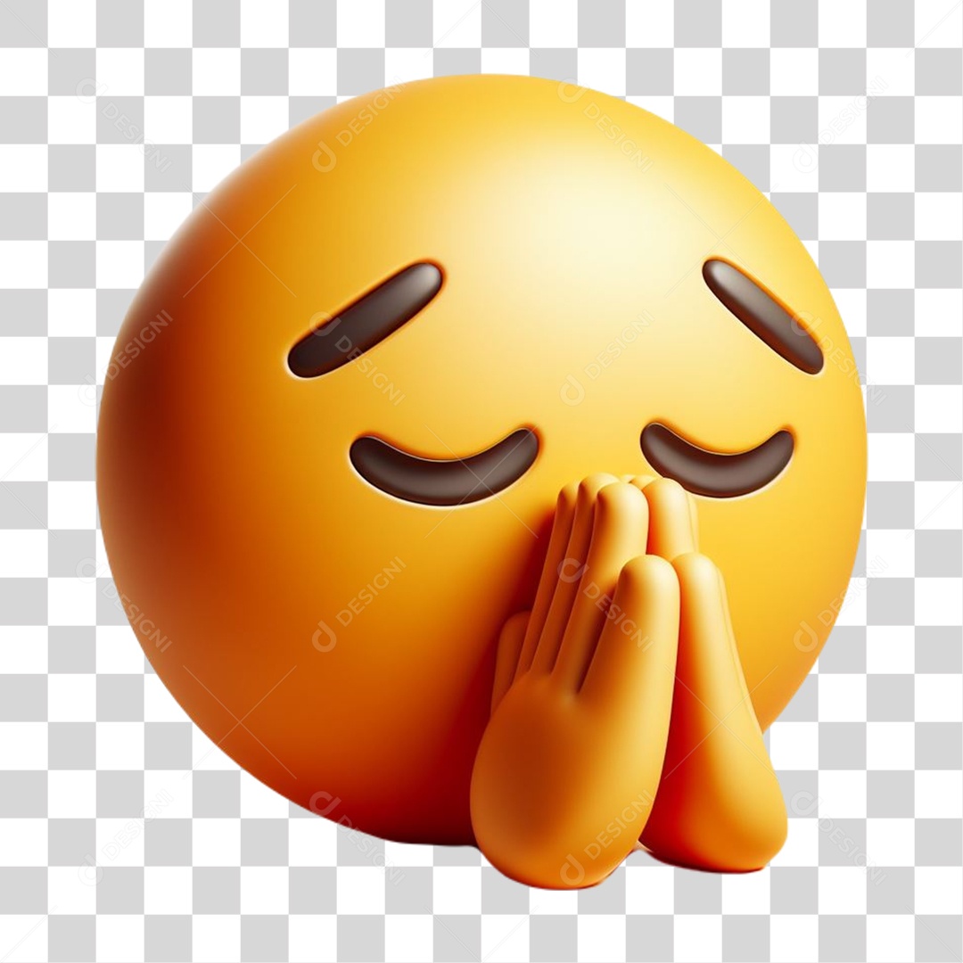 Emoji Orando Rezando Elemento 3D para Composição PNG Transparente