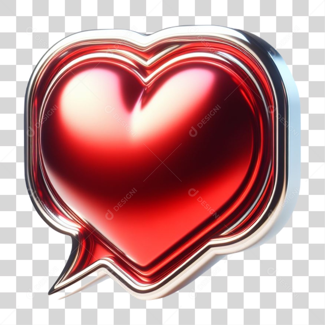 Elemento 3D Emoji de Coração Vermelho para Composição PNG Transparente