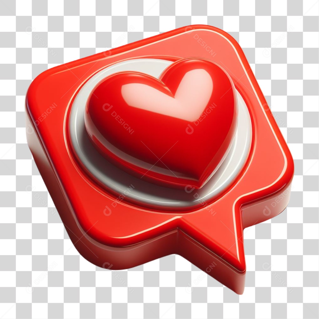 Elemento 3D Emoji de Coração Vermelho para Composição PNG Transparente