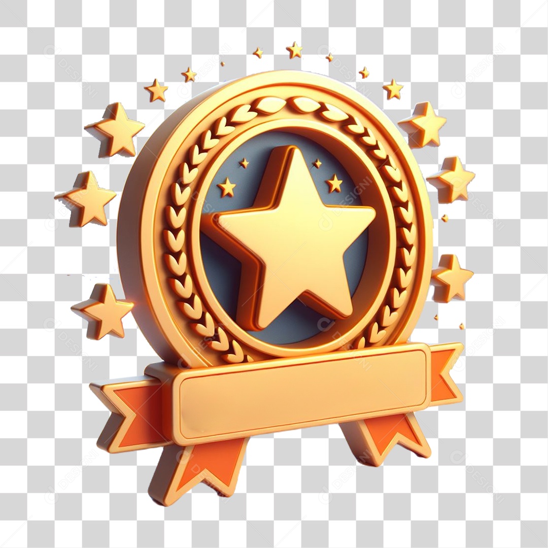 Medalha de Honra premiação Elemento 3D para Composição PNG Transparente