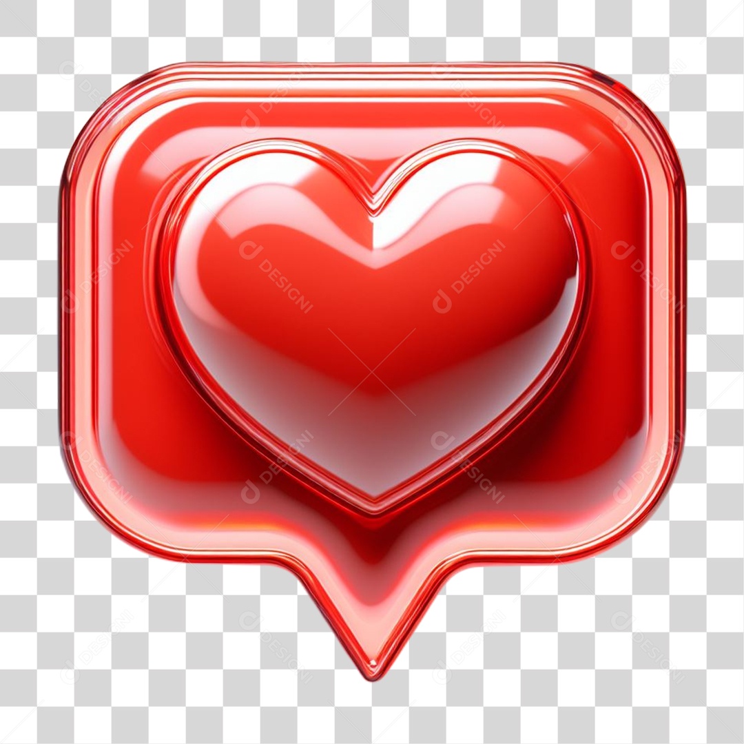 Elemento 3D Emoji de Coração Vermelho para Composição PNG Transparente