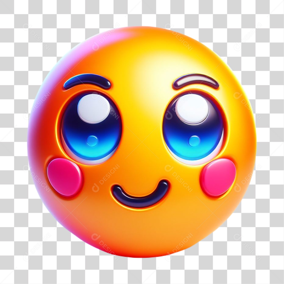 Emoji Emocionado Determinado Elemento 3D para Composição PNG Transparente
