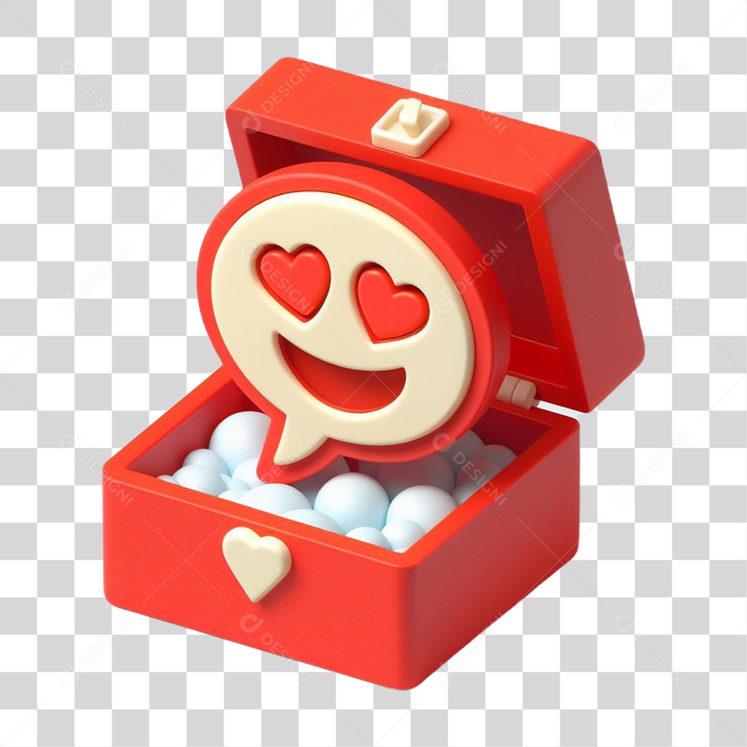 Caixa de Presente do Dia dos Namorados Elemento 3D para Composição PNG Transparente