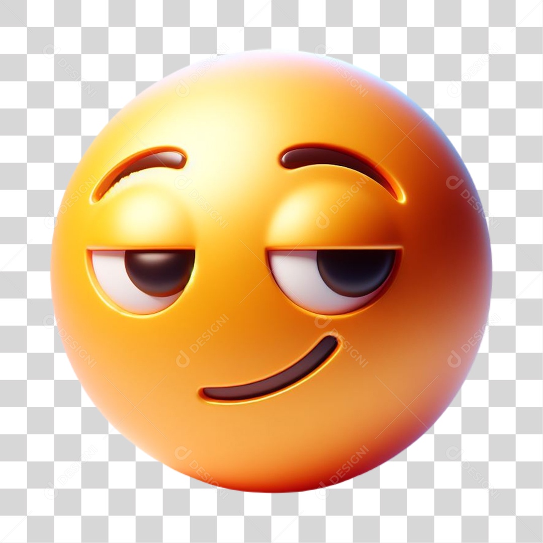 Emoji Contente Elemento 3D para Composição PNG Transparente